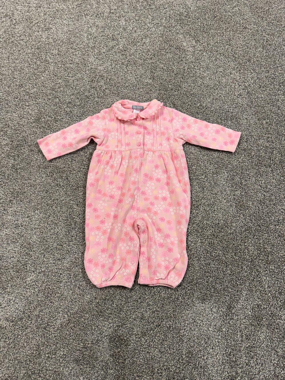 Vintage Carters Pink Floral Long-Sleeve One-Piece
